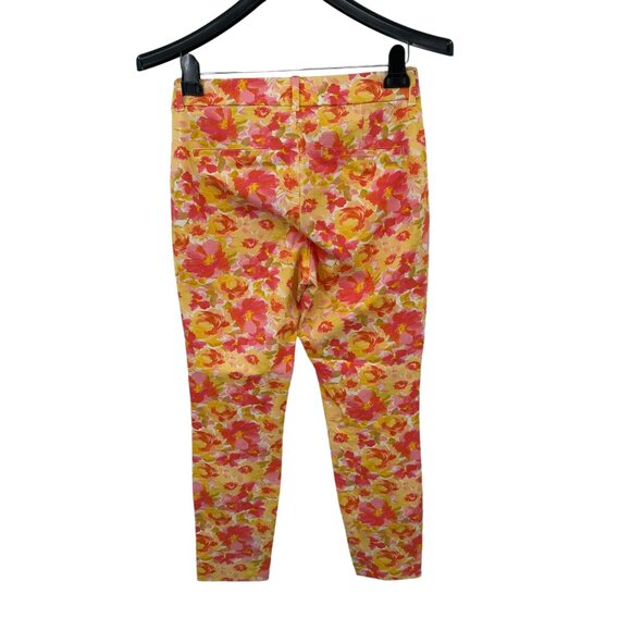 Old Navy Womens High-Rise Pixie Skinny Ankle Pants Pink Orange Floral Print 6 - Picture 5 of 9